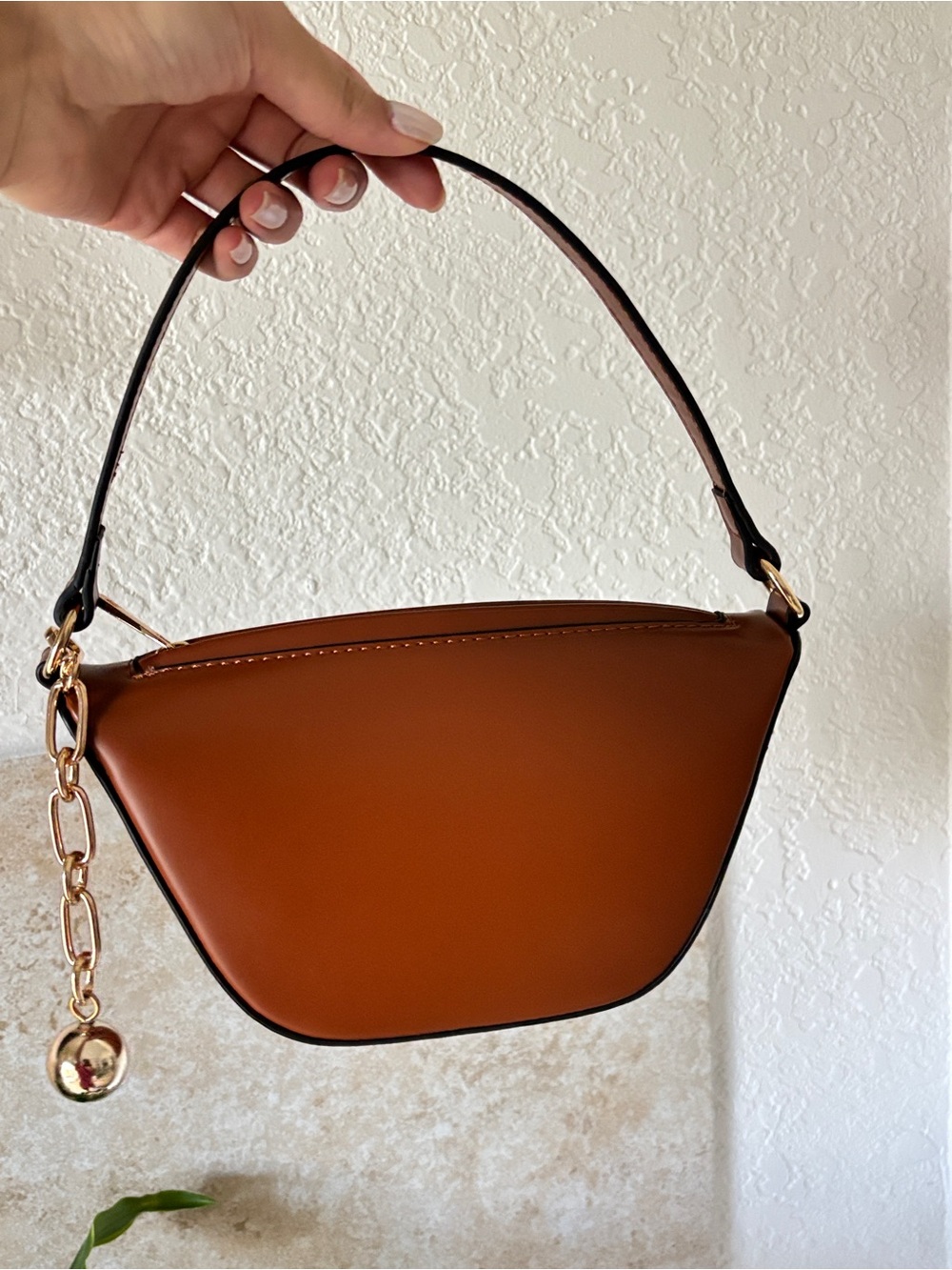 ASOS Tan Shoulder Bag with Gold Chain Charm